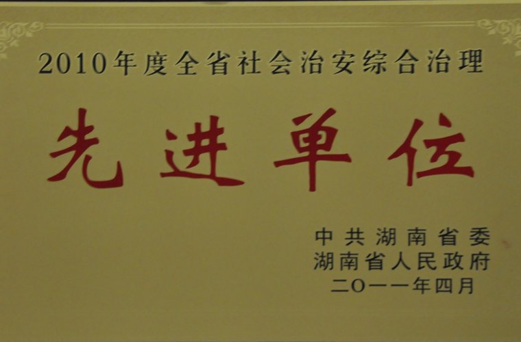 湖南省社會(huì)治安綜合治理先進(jìn)單位
